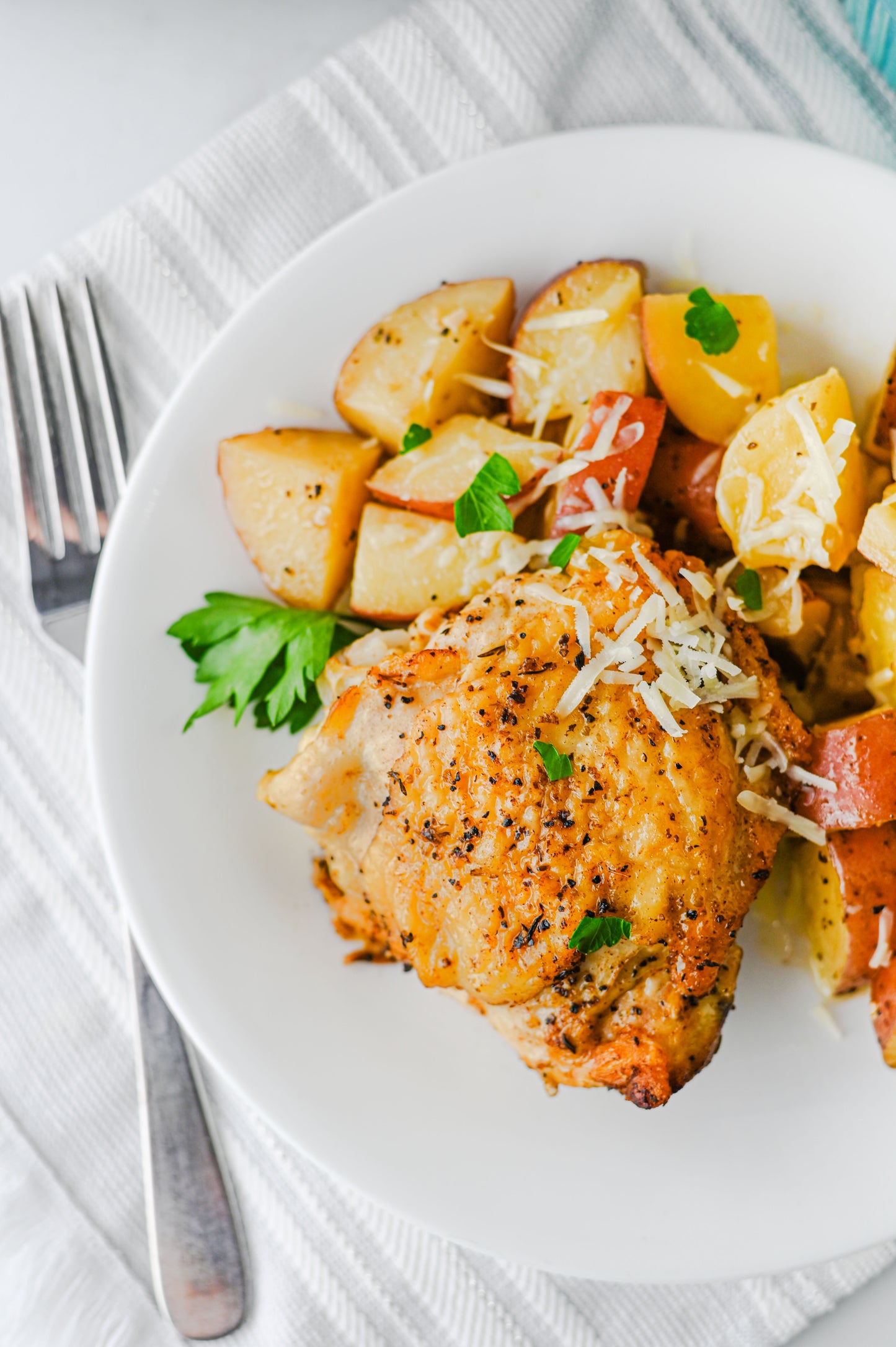 Slow Cooker Garlic Parmesan Chicken and Potatoes Set #1