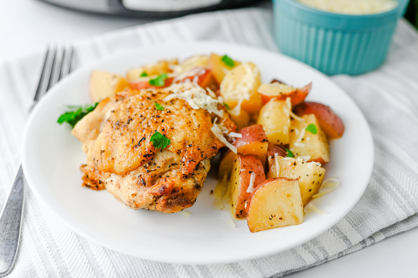 Slow Cooker Garlic Parmesan Chicken and Potatoes Set #1