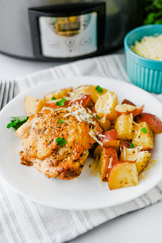 Slow Cooker Garlic Parmesan Chicken and Potatoes Set #1
