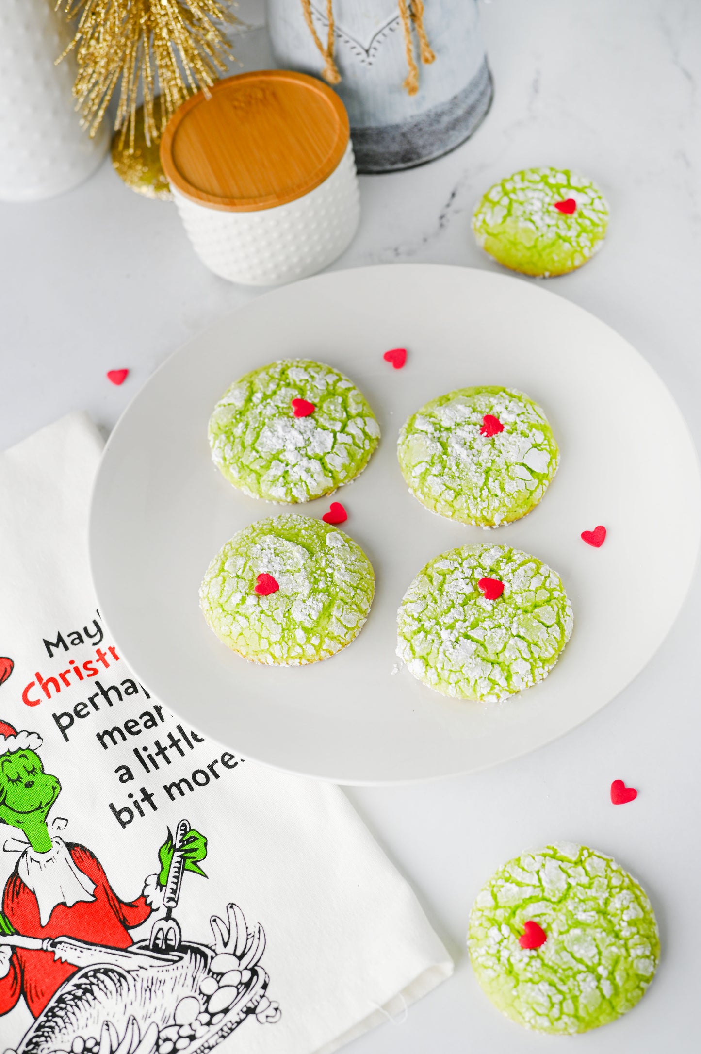 Grinch Crinkle Cookies Set #1