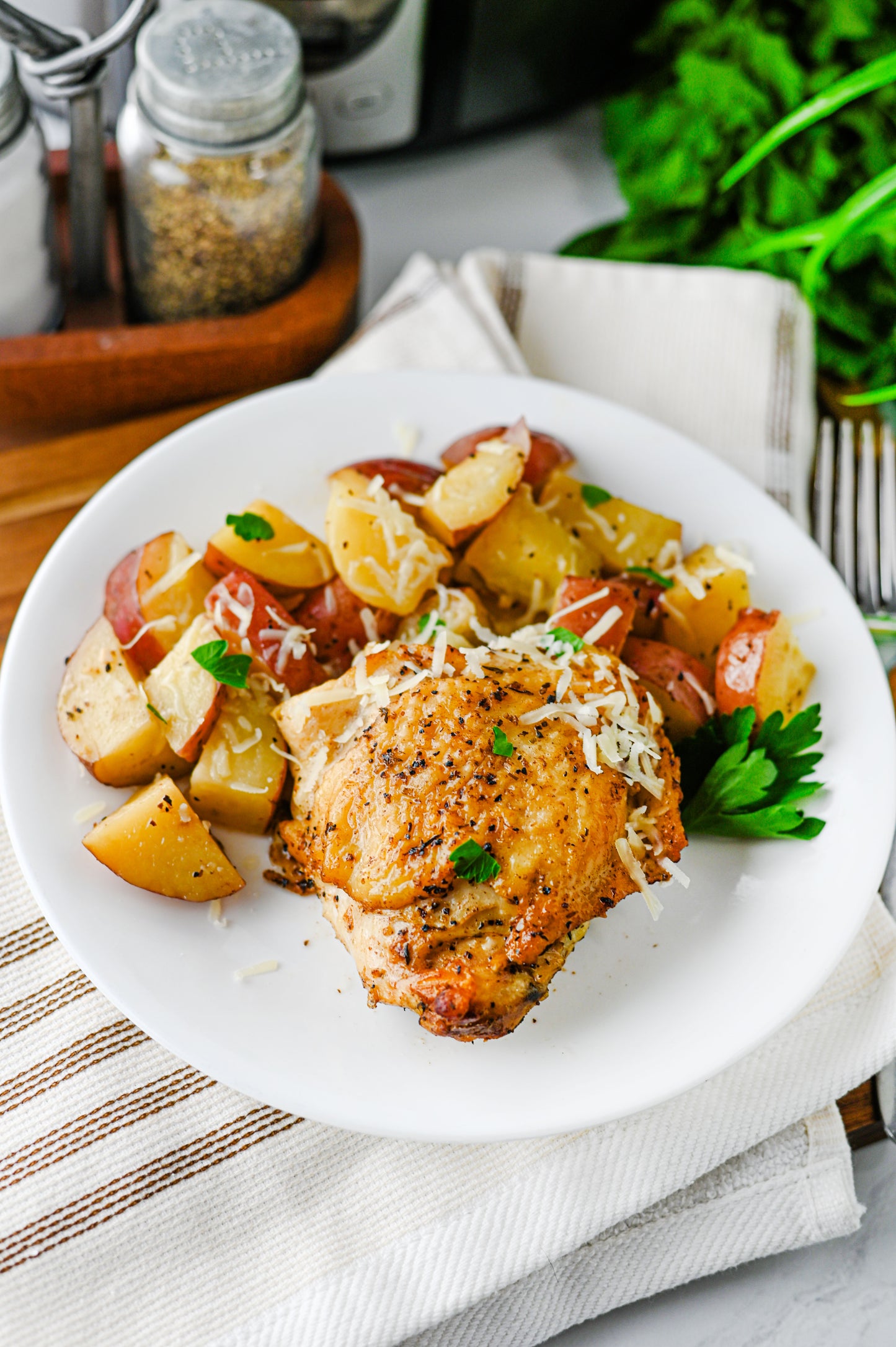 Slow Cooker Garlic Parmesan Chicken and Potatoes Set #2