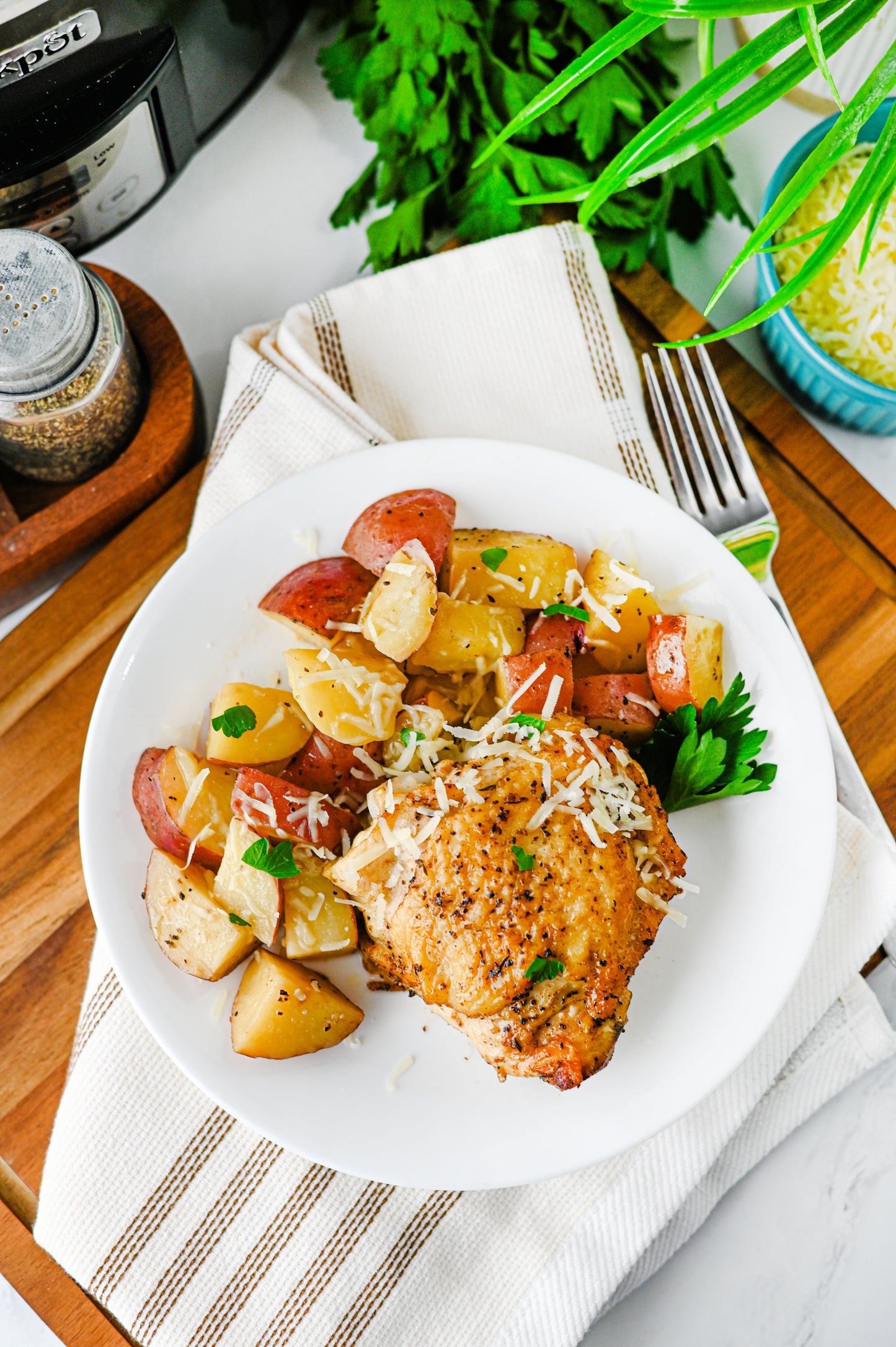 Slow Cooker Garlic Parmesan Chicken and Potatoes Set #2