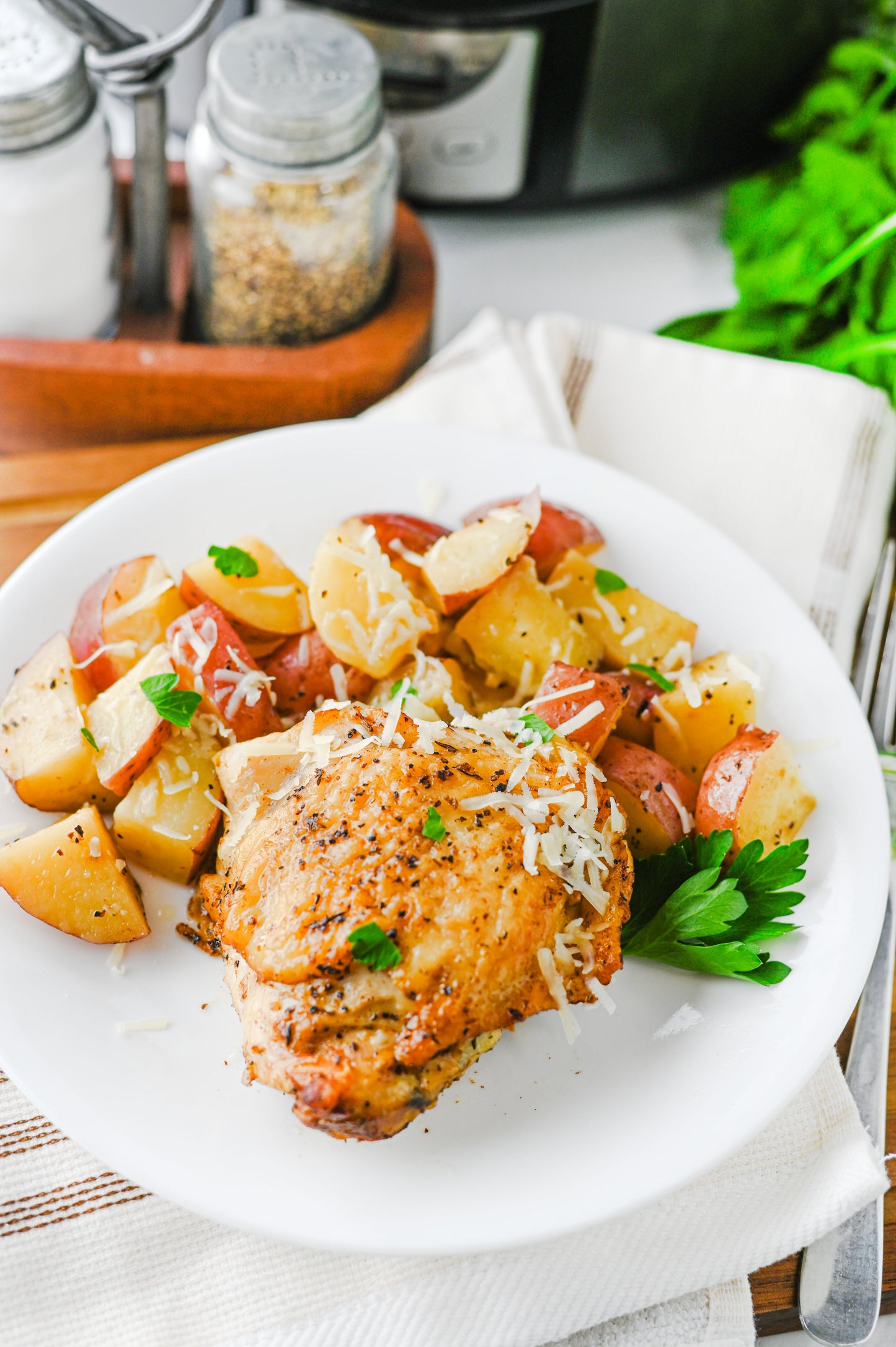 Slow Cooker Garlic Parmesan Chicken and Potatoes Set #2