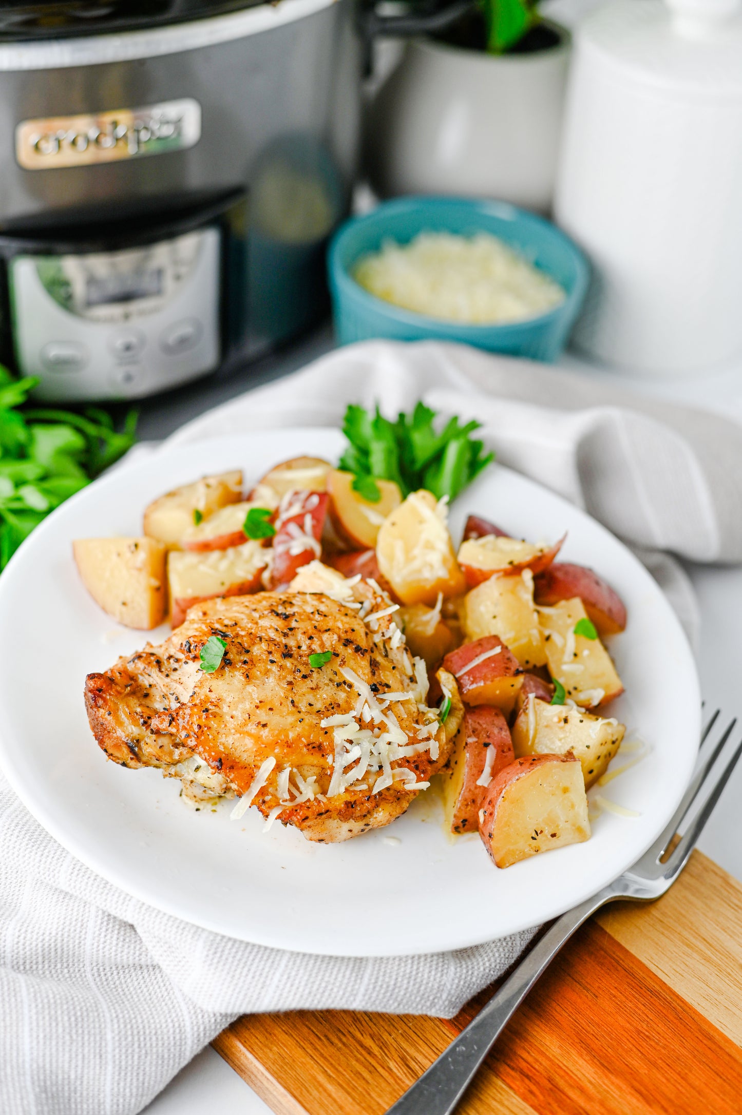 Slow Cooker Garlic Parmesan Chicken and Potatoes Set #3