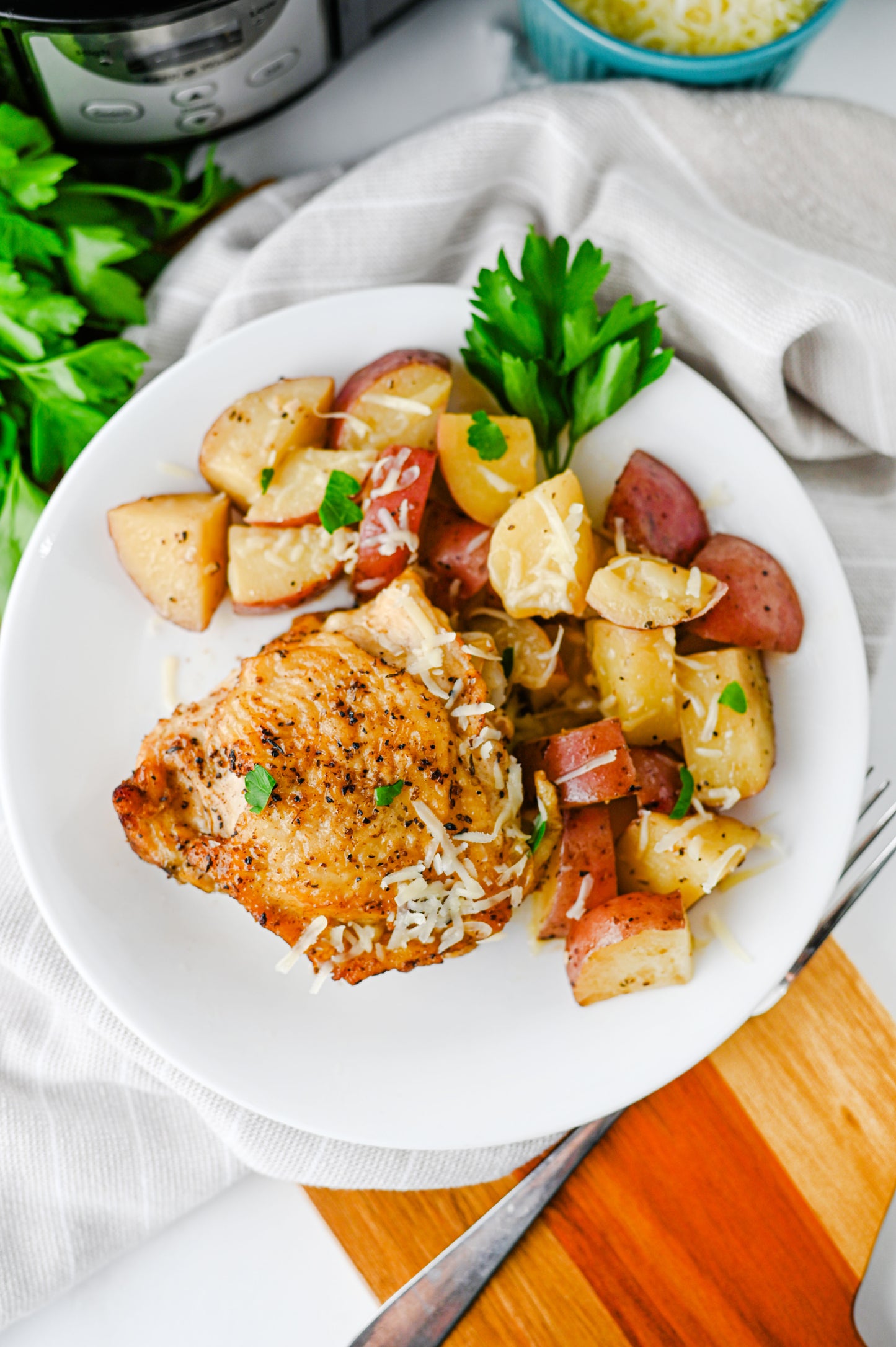 Slow Cooker Garlic Parmesan Chicken and Potatoes Set #3