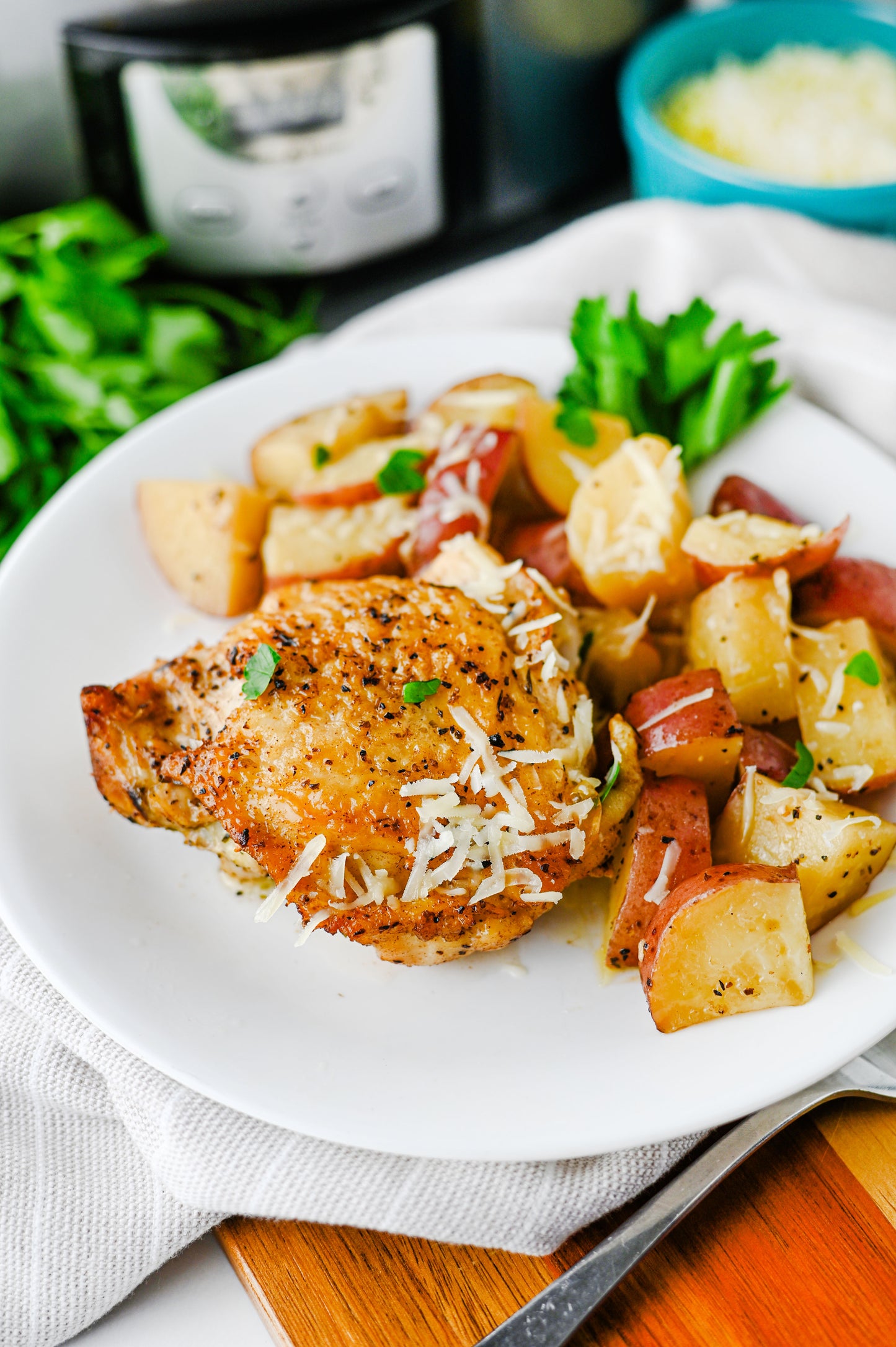 Slow Cooker Garlic Parmesan Chicken and Potatoes Set #3