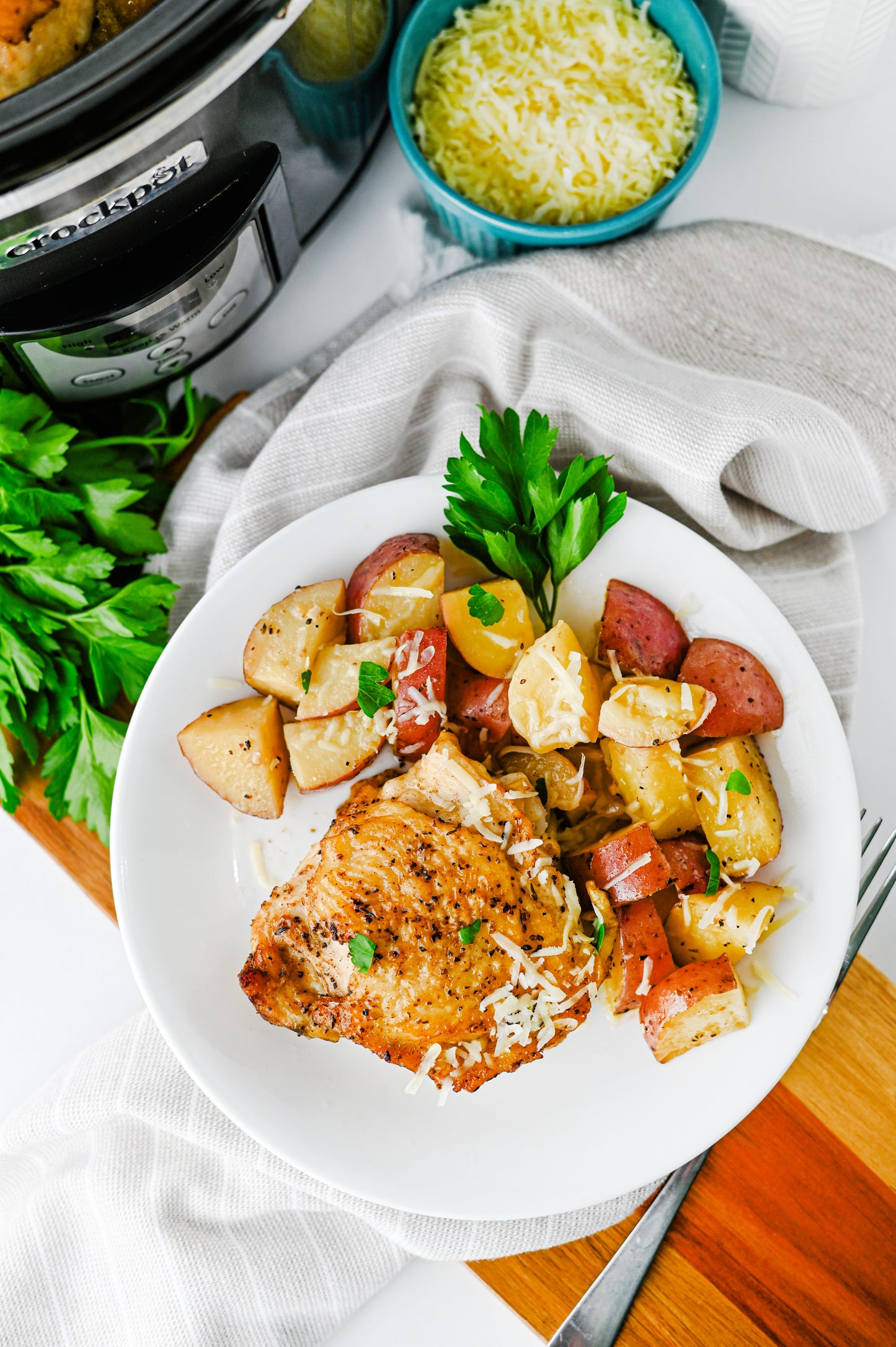 Slow Cooker Garlic Parmesan Chicken and Potatoes Set #3