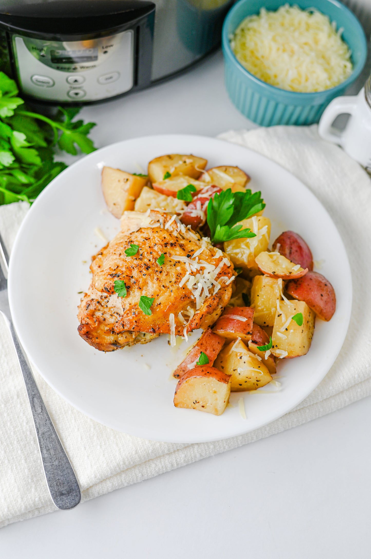 Slow Cooker Garlic Parmesan Chicken and Potatoes Set #4