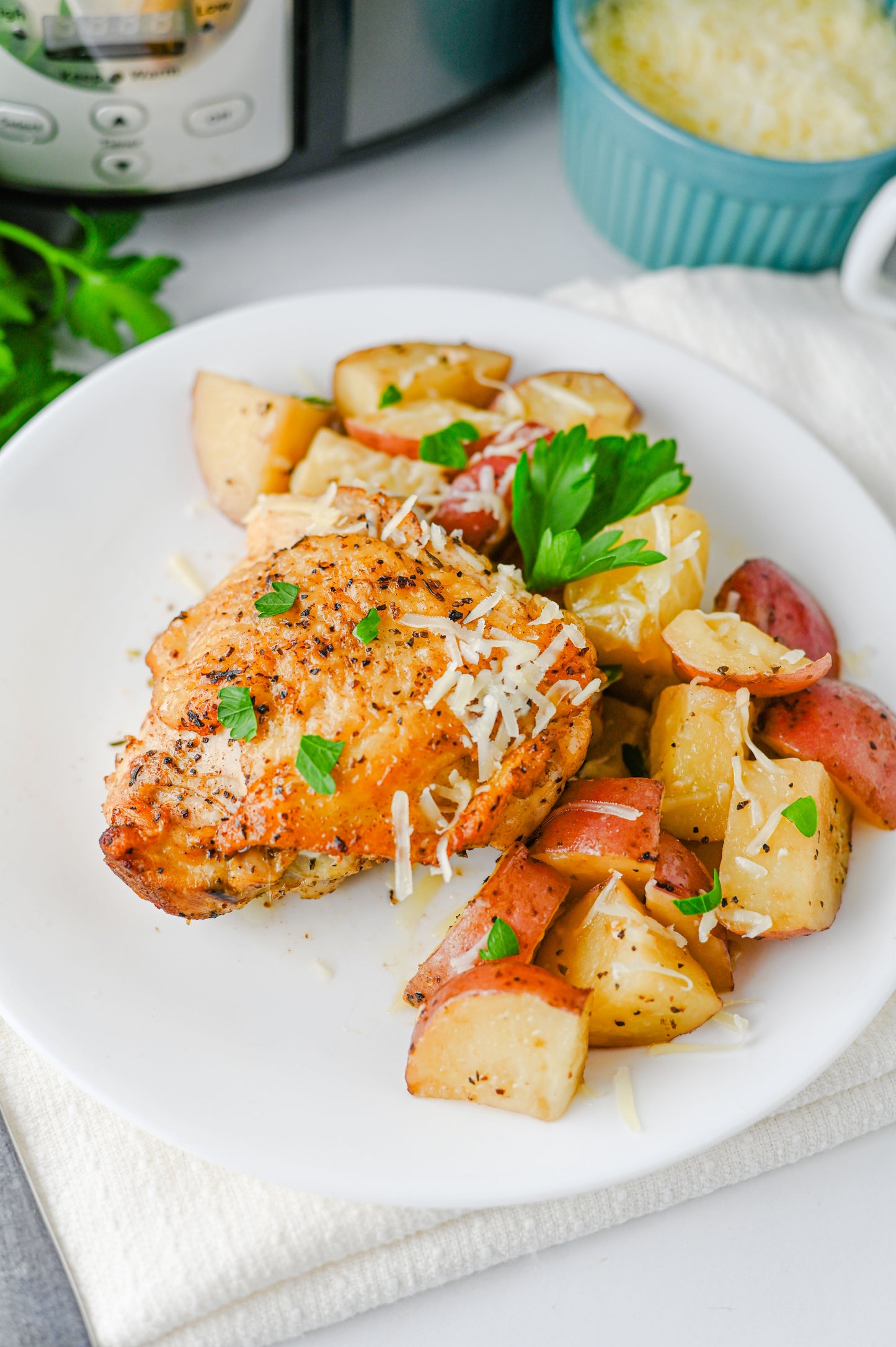 Slow Cooker Garlic Parmesan Chicken and Potatoes Set #4