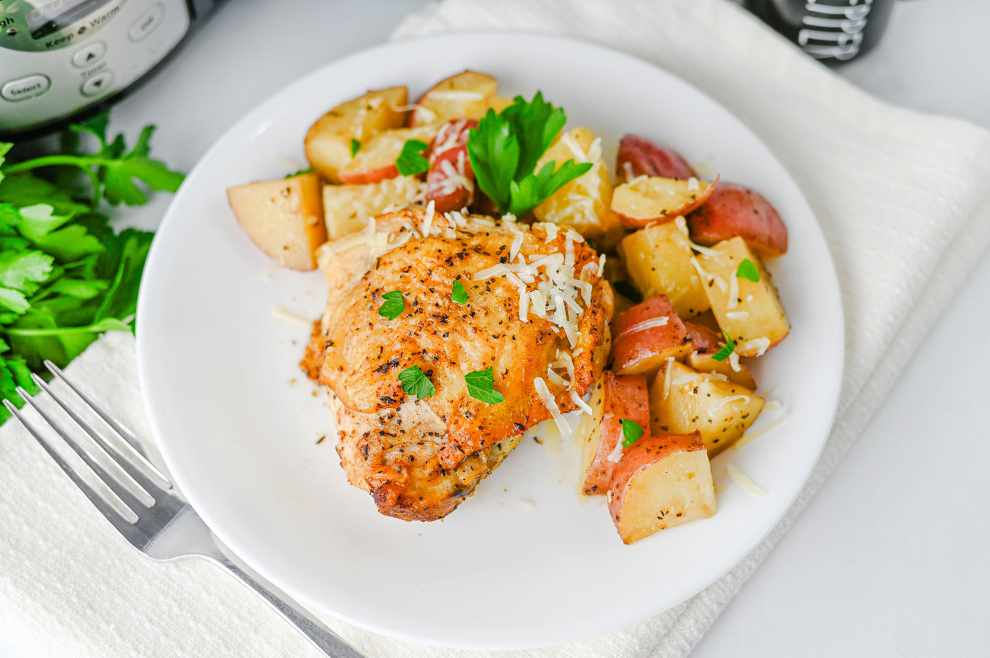 Slow Cooker Garlic Parmesan Chicken and Potatoes Set #4