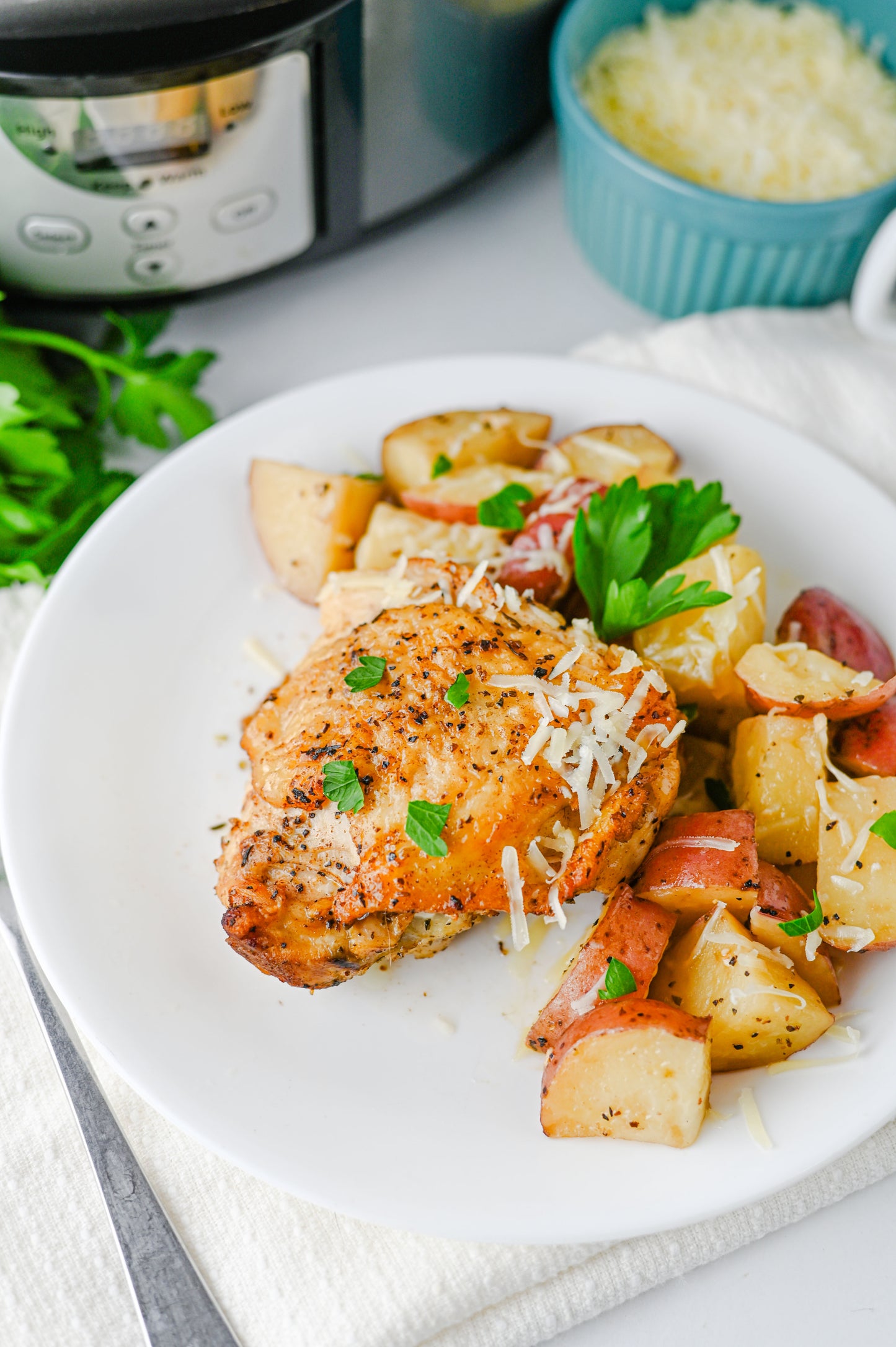 Slow Cooker Garlic Parmesan Chicken and Potatoes Set #4