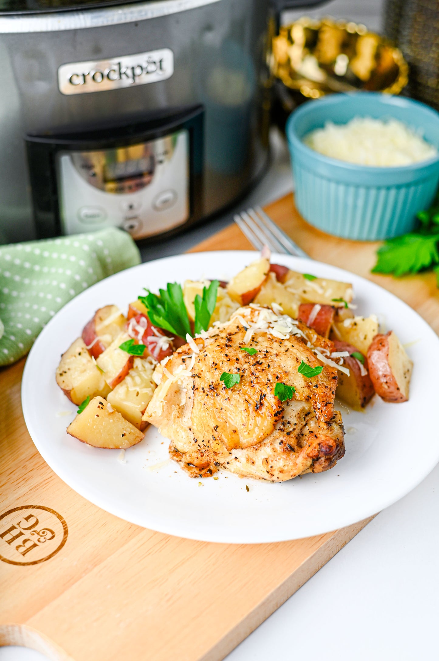 Slow Cooker Garlic Parmesan Chicken and Potatoes Set #5