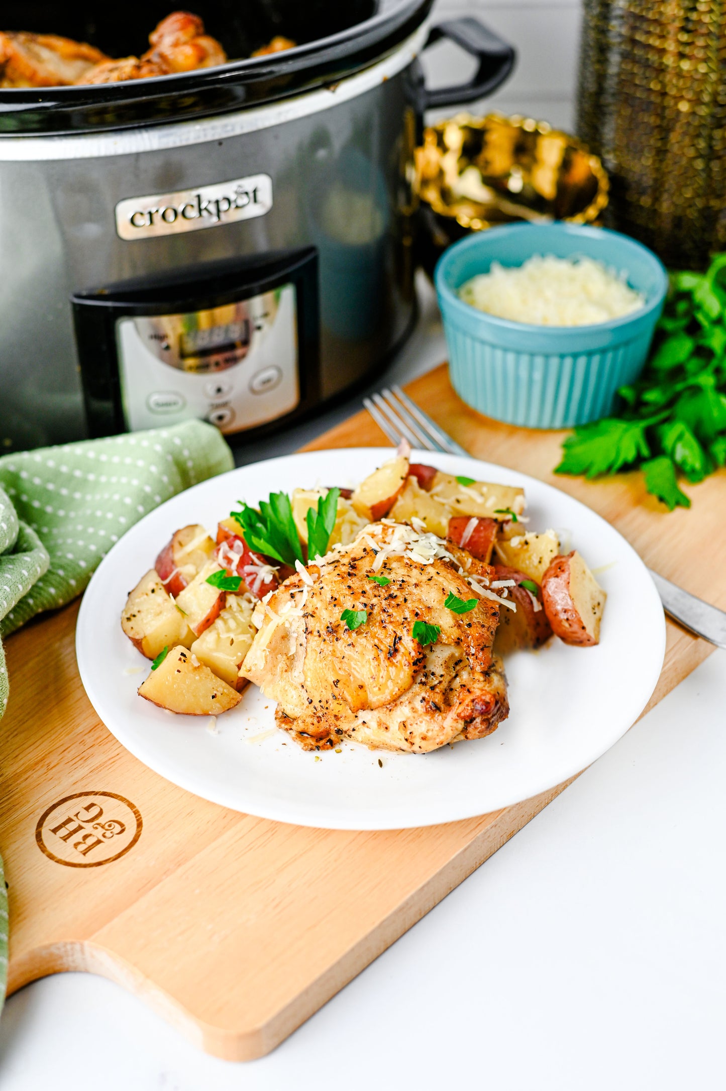 Slow Cooker Garlic Parmesan Chicken and Potatoes Set #5