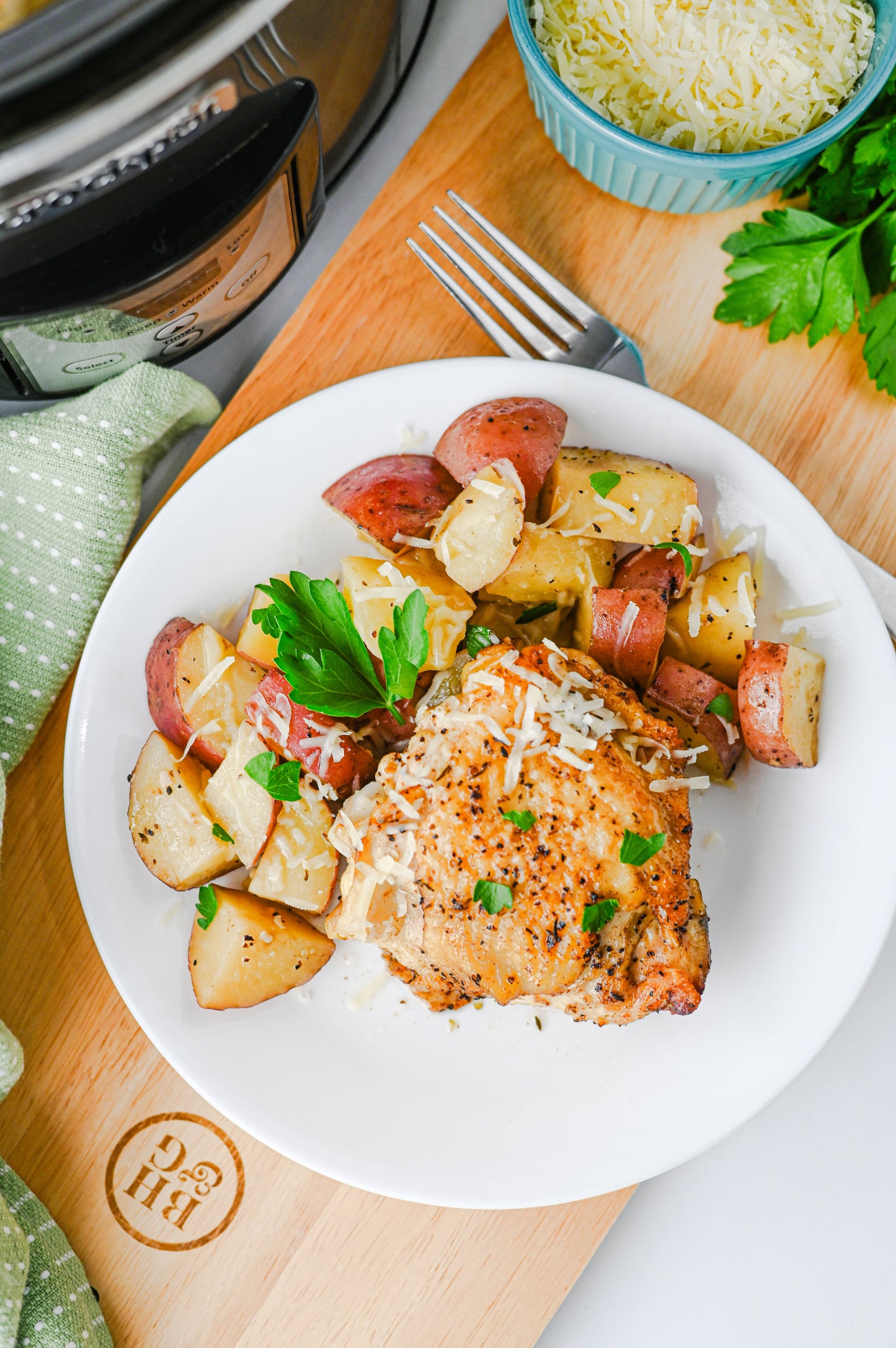 Slow Cooker Garlic Parmesan Chicken and Potatoes Set #5