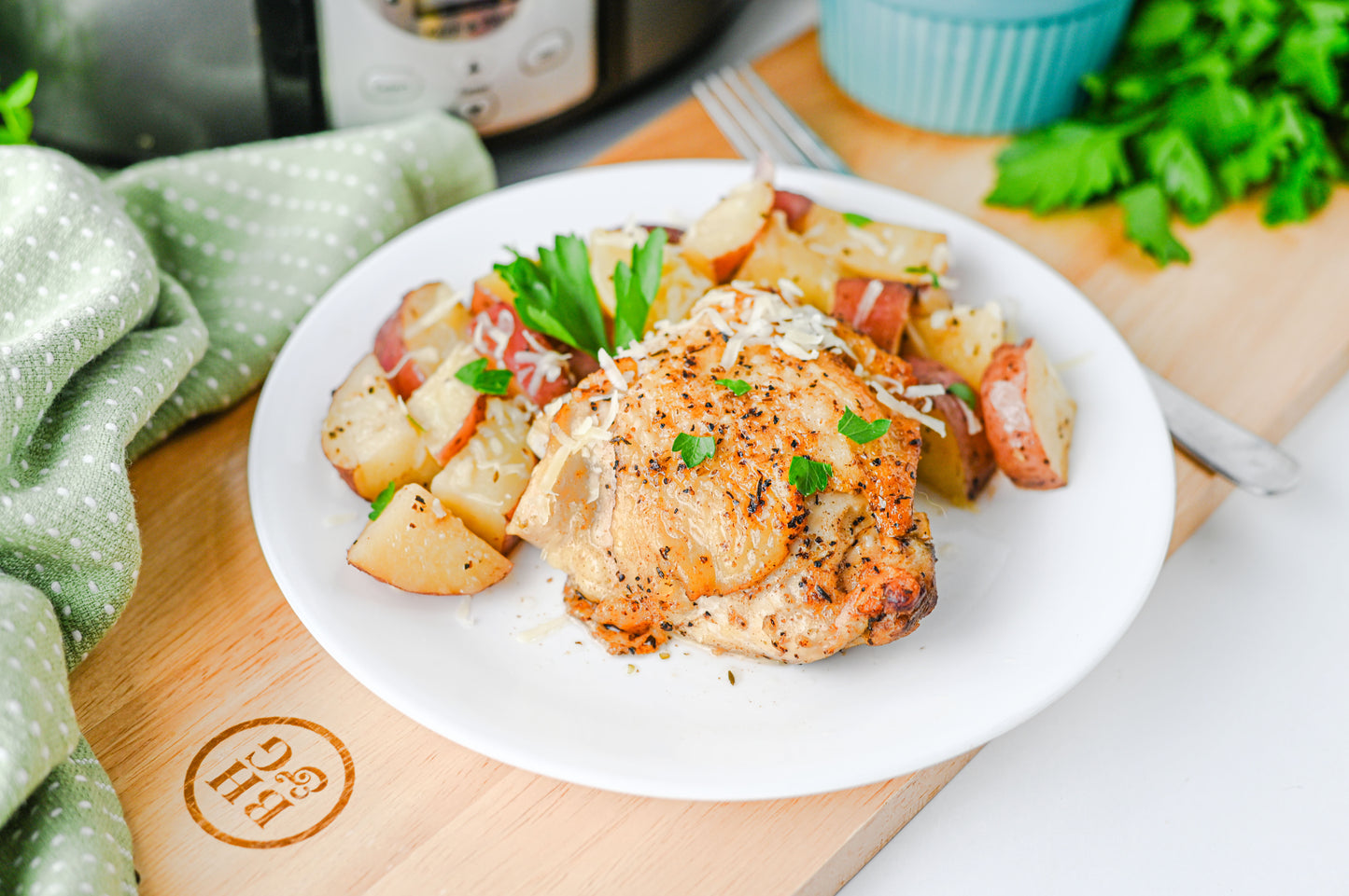 Slow Cooker Garlic Parmesan Chicken and Potatoes Set #5