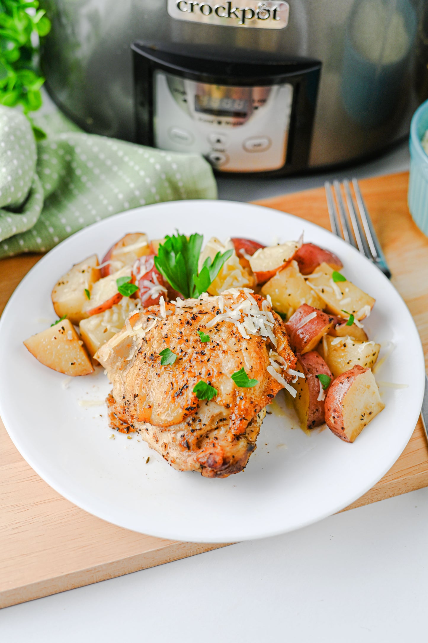 Slow Cooker Garlic Parmesan Chicken and Potatoes Set #5