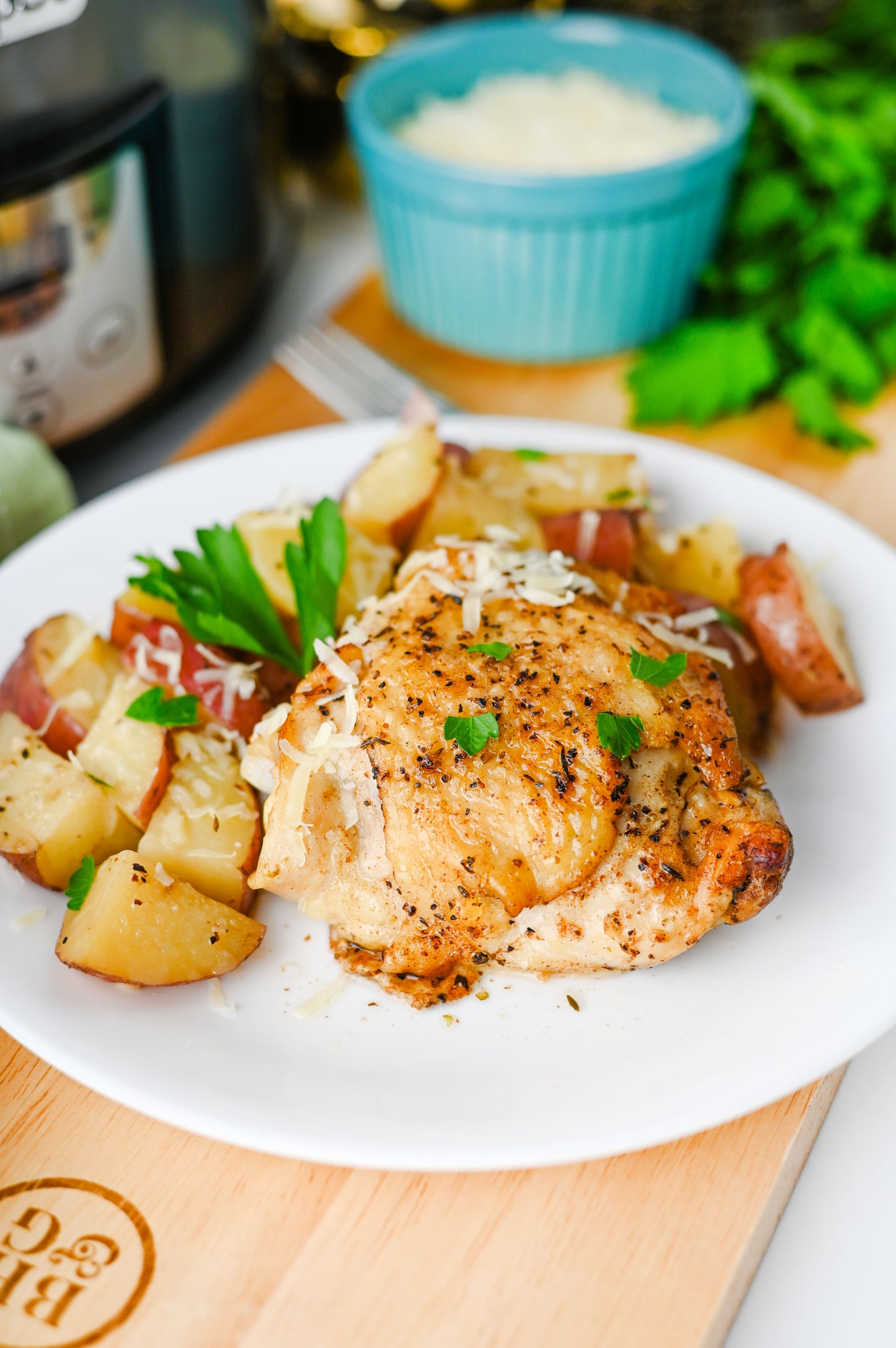 Slow Cooker Garlic Parmesan Chicken and Potatoes Set #5