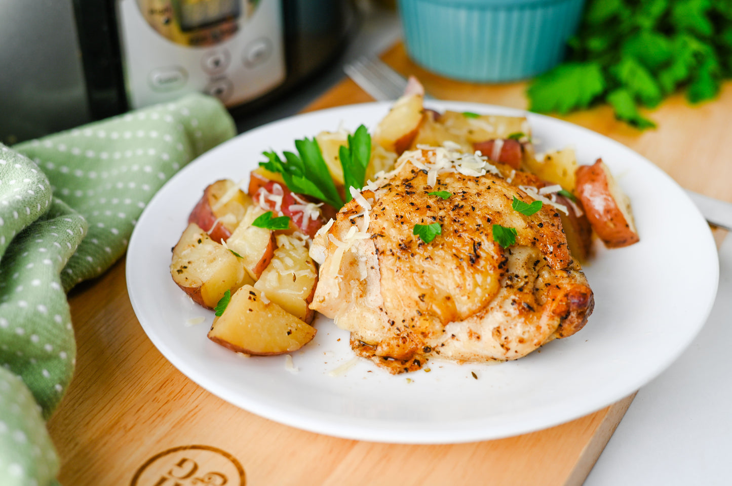 Slow Cooker Garlic Parmesan Chicken and Potatoes Set #5