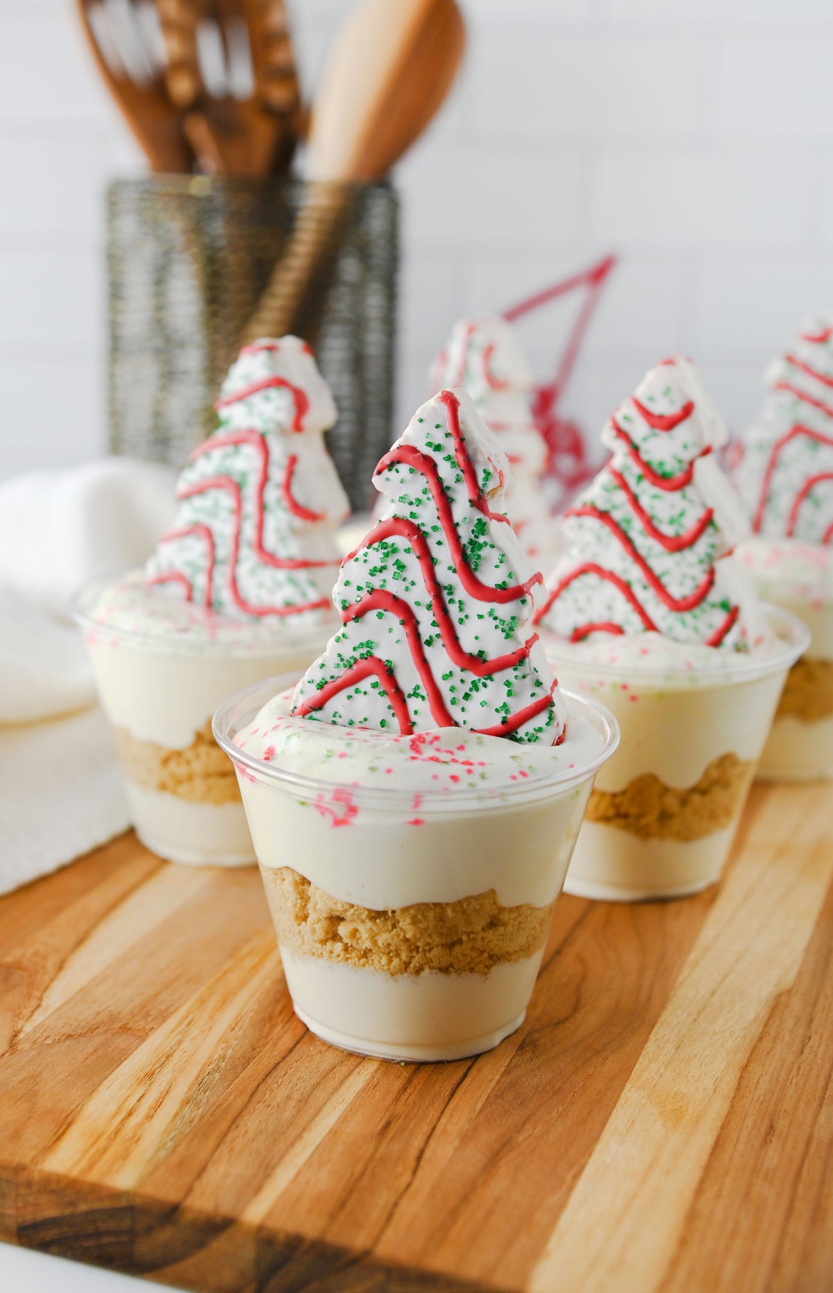 Christmas Tree Cake Dirt Cups Set #6
