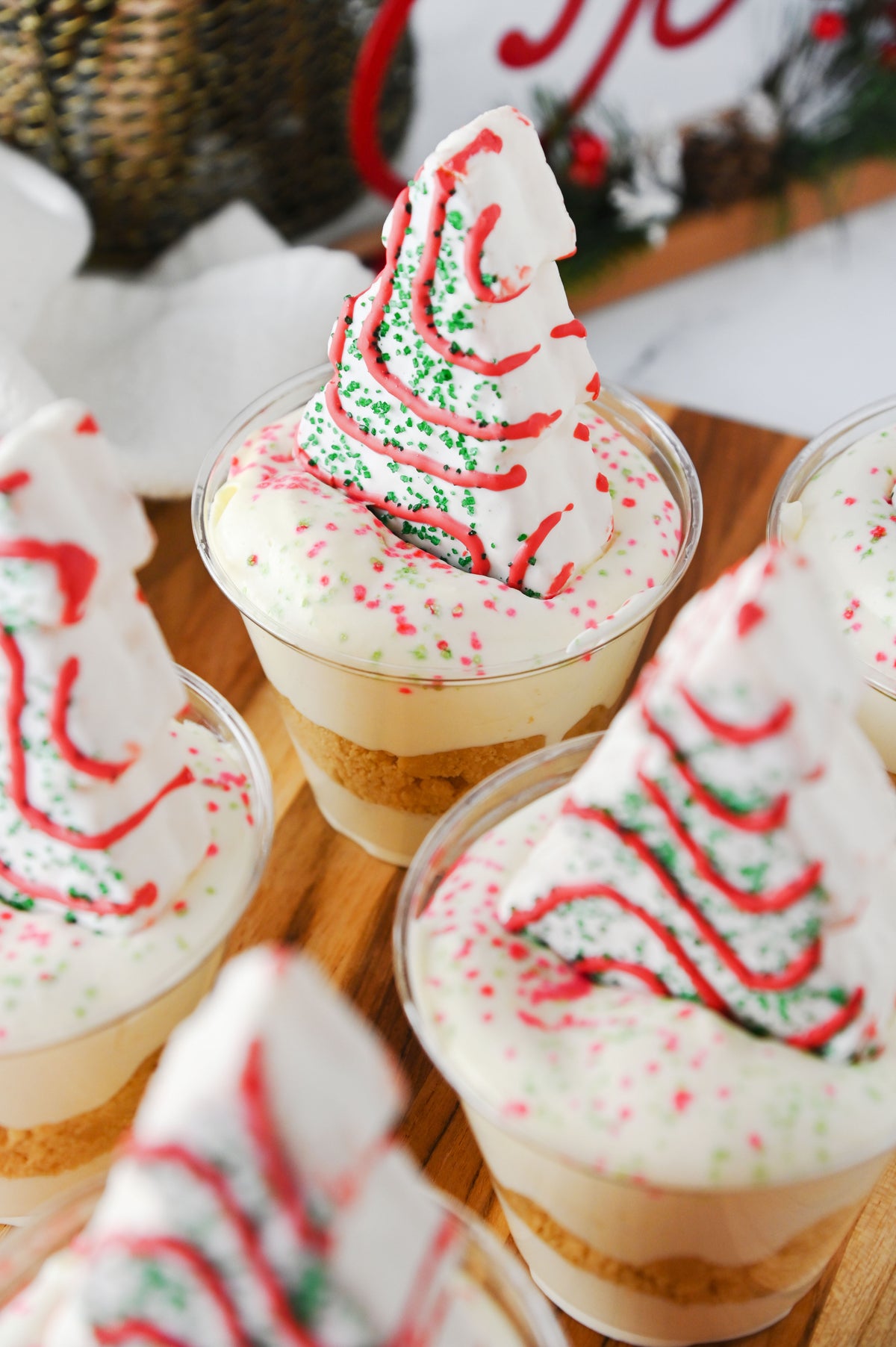 Christmas Tree Cake Dirt Cups Set #6