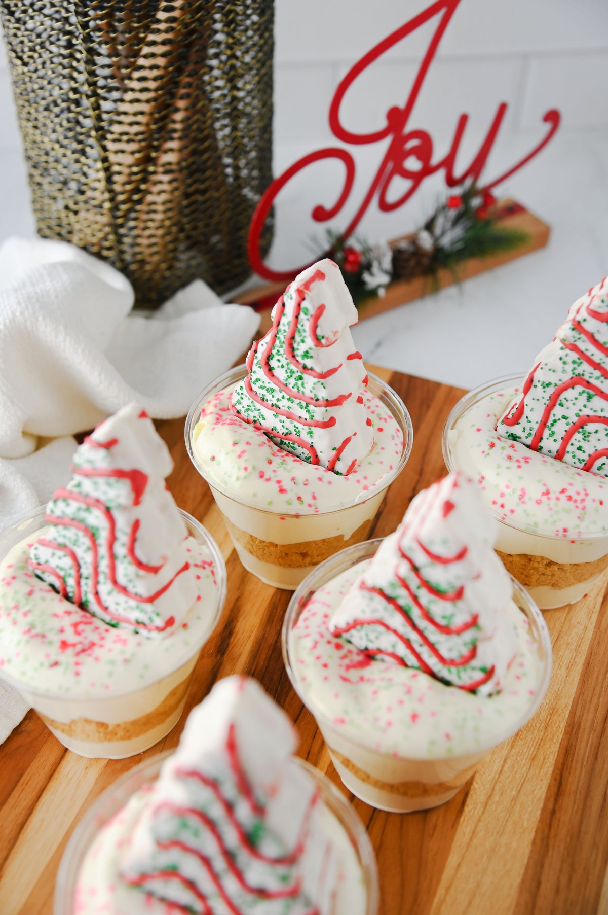 Christmas Tree Cake Dirt Cups Set #6