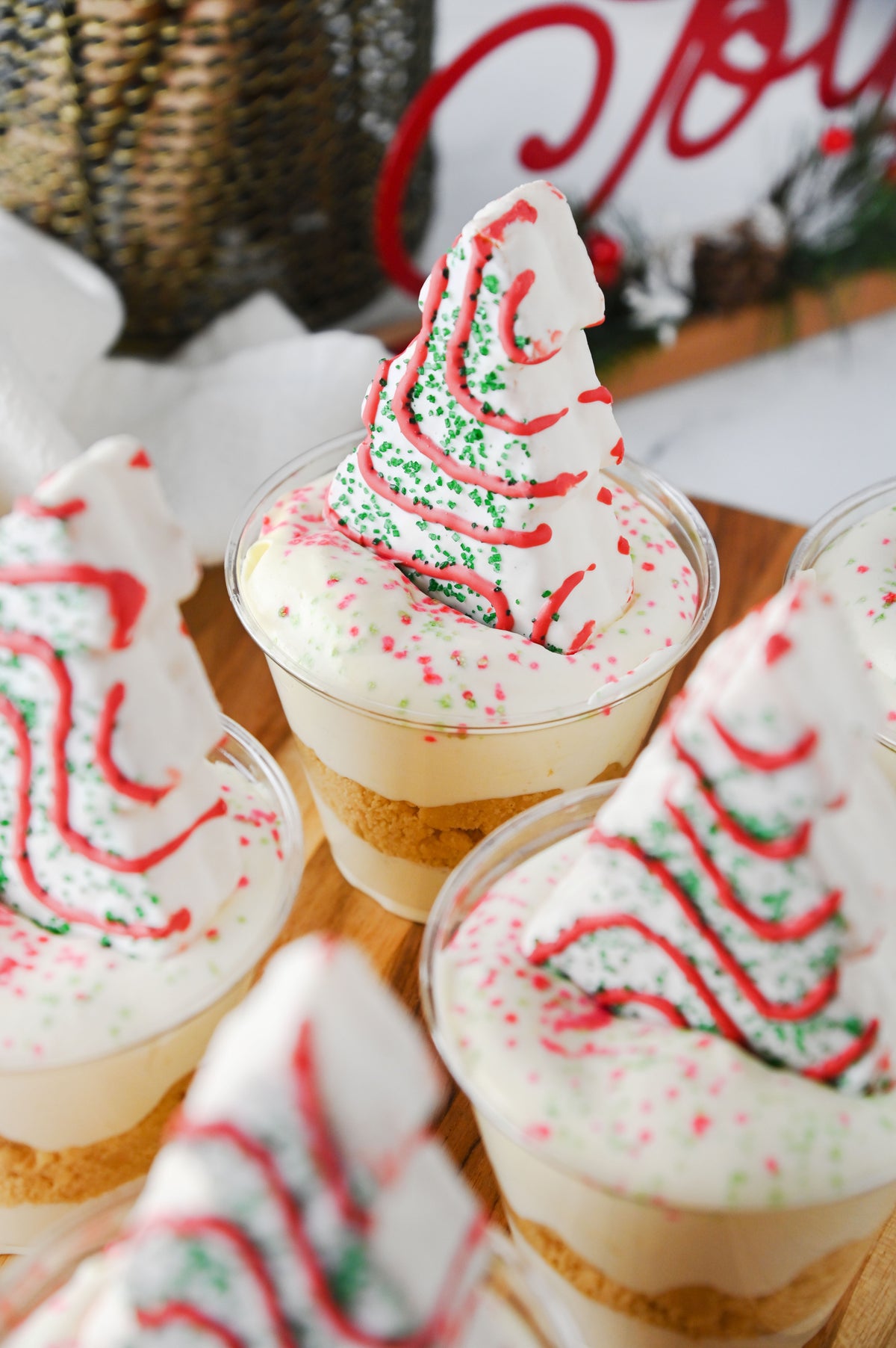 Christmas Tree Cake Dirt Cups Set #6