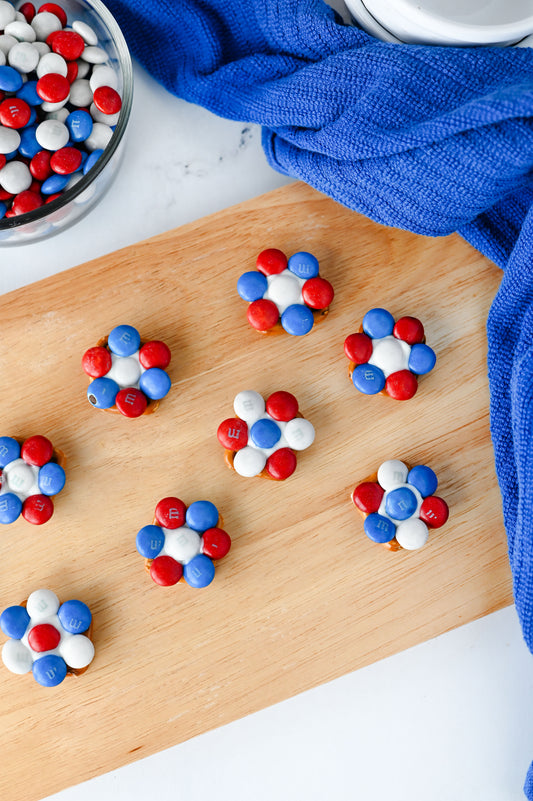 Red White and Blue Flower Pretzels